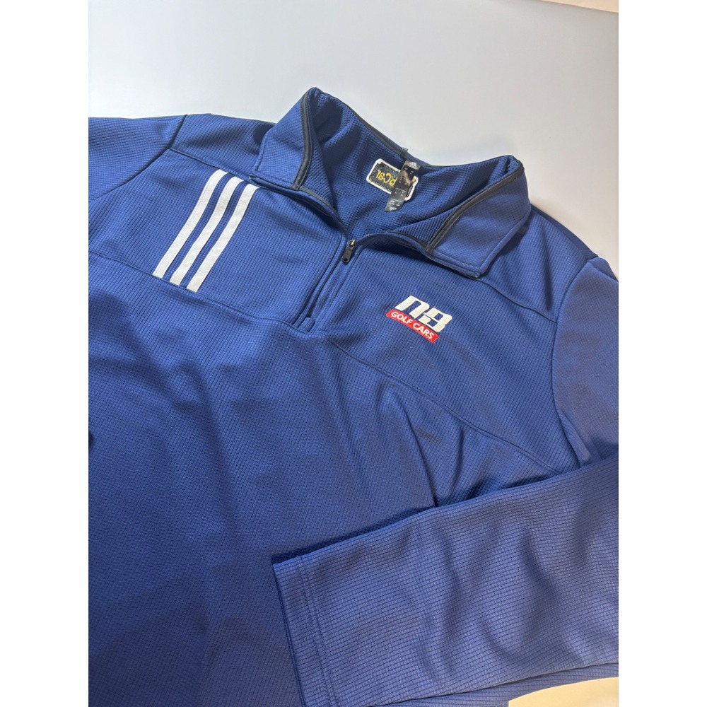 Adidas Golf 1/4 Zip Pullover Long Sleeve Blue NB Golf Cars Logo Men XL‎